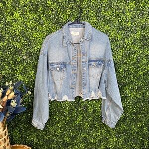 Distressed denim jacket oversized‎ fit nwt